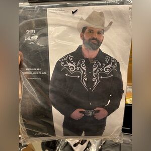 Adult Men’s Black Western 2XL Plus Size Cowboy Shirt
